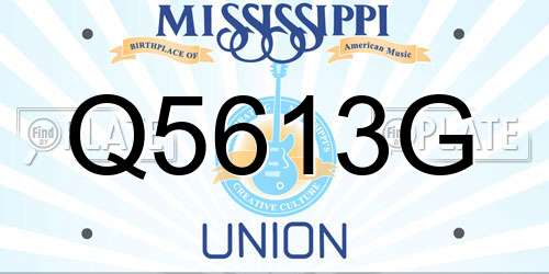 Q5613G Mississippi License Plate