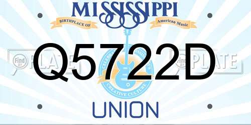 Q5722D Mississippi License Plate