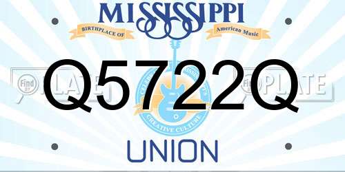 Q5722Q Mississippi License Plate