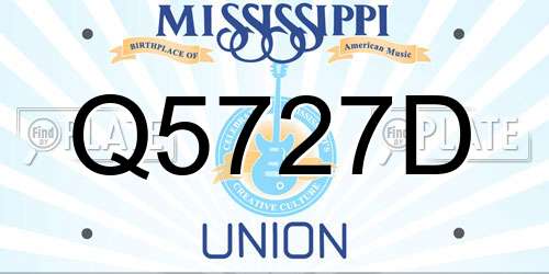 Q5727D Mississippi License Plate