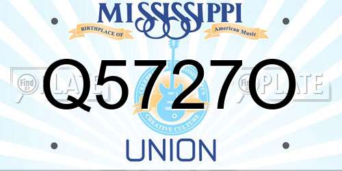 Q5727O Mississippi License Plate