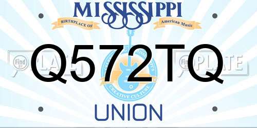 Q572TQ Mississippi License Plate