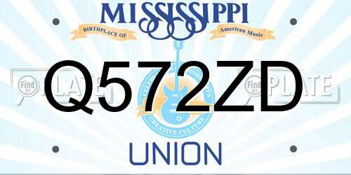Q572ZD Mississippi License Plate