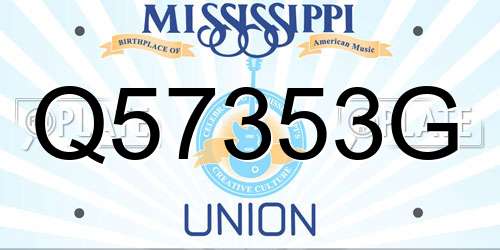 Q57353G Mississippi License Plate