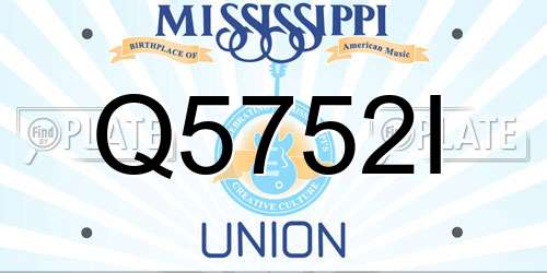 Q5752I Mississippi License Plate