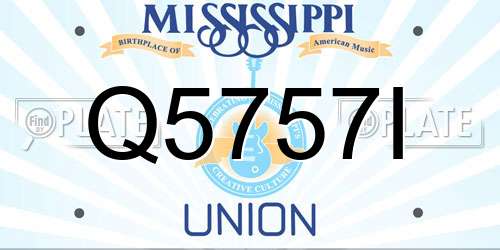 Q5757I Mississippi License Plate