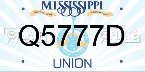 Q5777D Mississippi License Plate