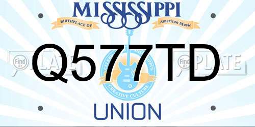 Q577TD Mississippi License Plate