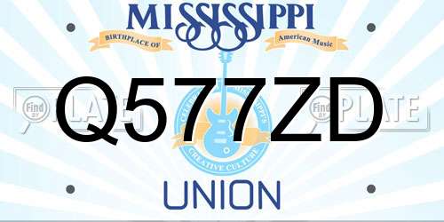 Q577ZD Mississippi License Plate
