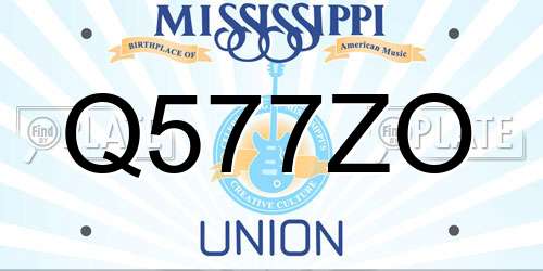 Q577ZO Mississippi License Plate