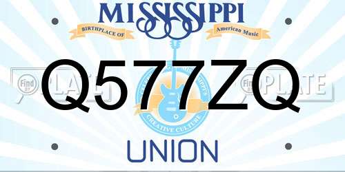 Q577ZQ Mississippi License Plate