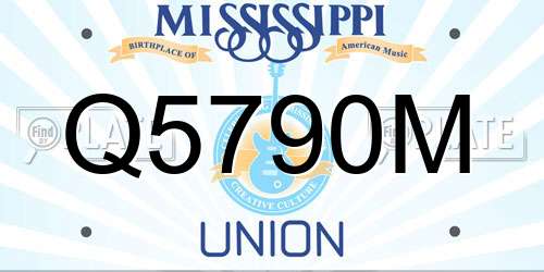 Q5790M Mississippi License Plate