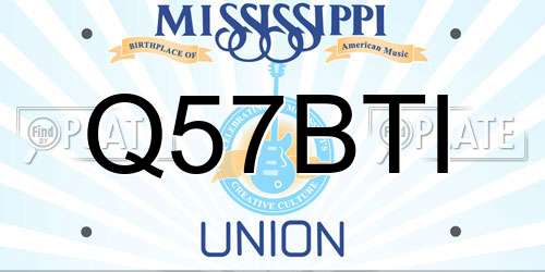 Q57BTI Mississippi License Plate