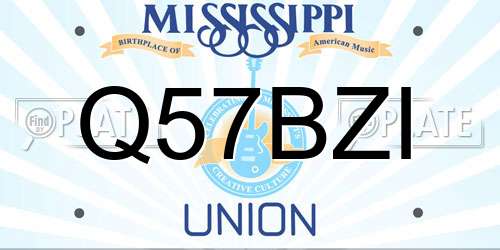 Q57BZI Mississippi License Plate