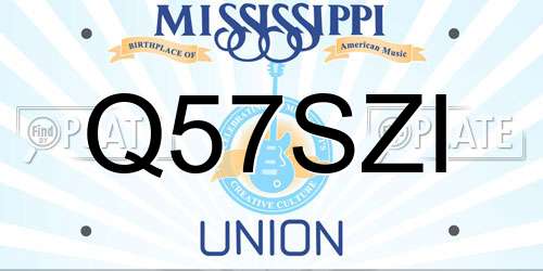 Q57SZI Mississippi License Plate