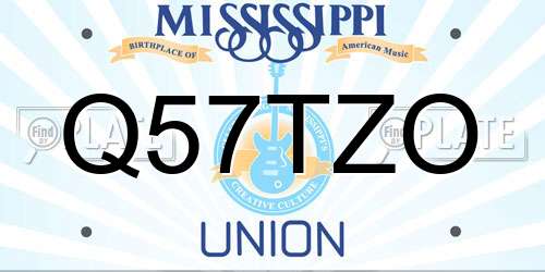 Q57TZO Mississippi License Plate