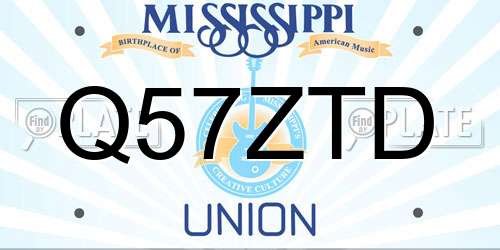 Q57ZTD Mississippi License Plate