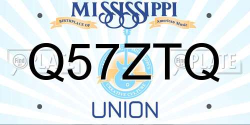 Q57ZTQ Mississippi License Plate