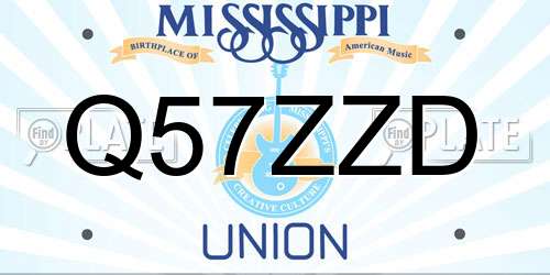 Q57ZZD Mississippi License Plate