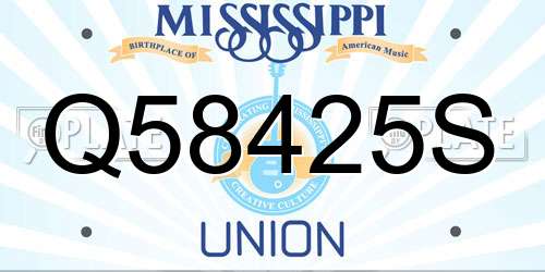 Q58425S Mississippi License Plate