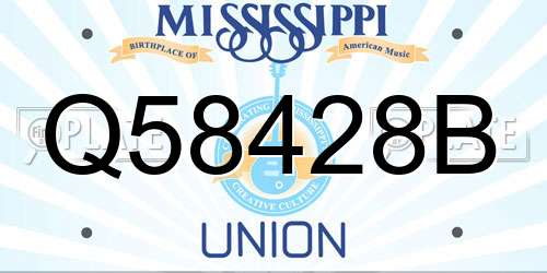 Q58428B Mississippi License Plate