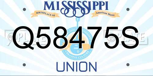 Q58475S Mississippi License Plate