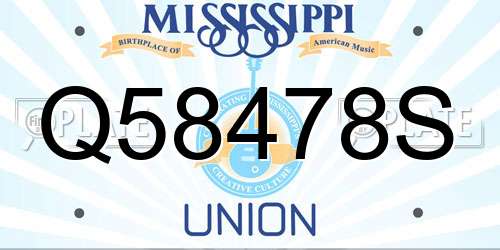 Q58478S Mississippi License Plate