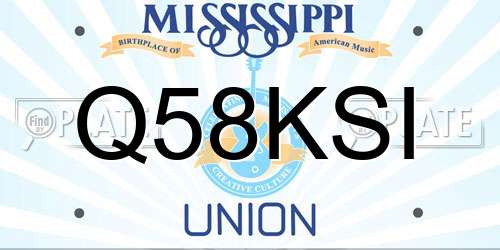 Q58KSI Mississippi License Plate