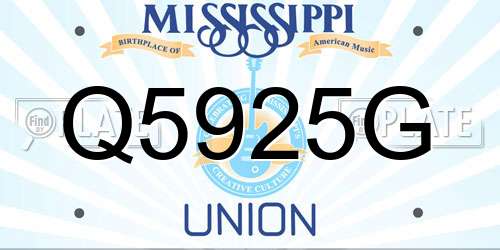 Q5925G Mississippi License Plate