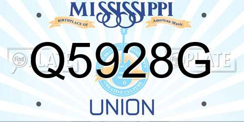 Q5928G Mississippi License Plate