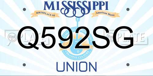 Q592SG Mississippi License Plate
