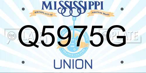 Q5975G Mississippi License Plate
