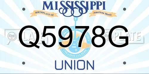 Q5978G Mississippi License Plate