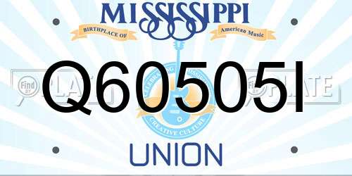 Q60505I Mississippi License Plate