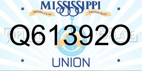 Q61392O Mississippi License Plate
