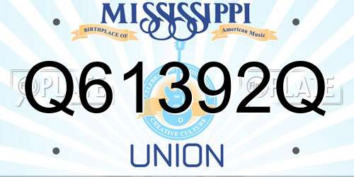 Q61392Q Mississippi License Plate