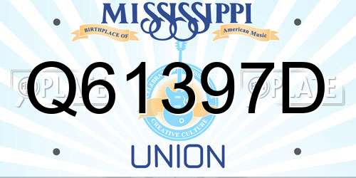 Q61397D Mississippi License Plate