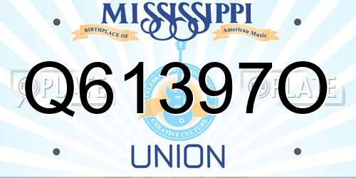 Q61397O Mississippi License Plate