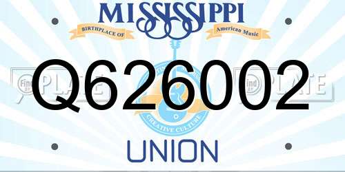 Q626002 Mississippi License Plate