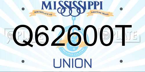 Q62600T Mississippi License Plate