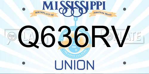 Q636RV Mississippi License Plate