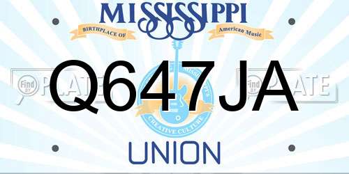 Q647JA Mississippi License Plate
