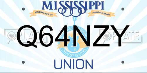 Q64NZY Mississippi License Plate