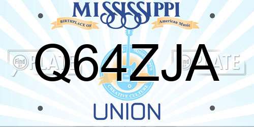 Q64ZJA Mississippi License Plate