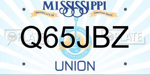 Q65JBZ Mississippi License Plate