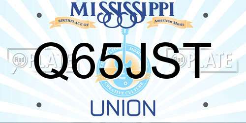 Q65JST Mississippi License Plate