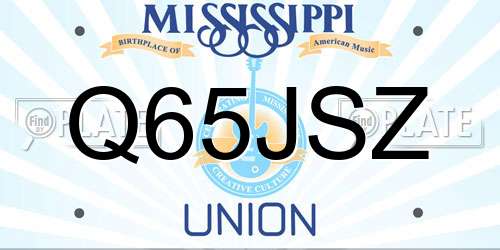 Q65JSZ Mississippi License Plate