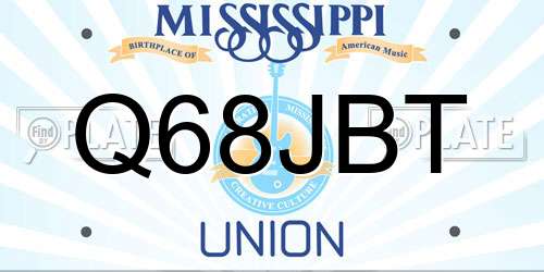 Q68JBT Mississippi License Plate