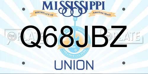 Q68JBZ Mississippi License Plate