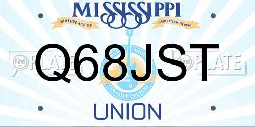 Q68JST Mississippi License Plate